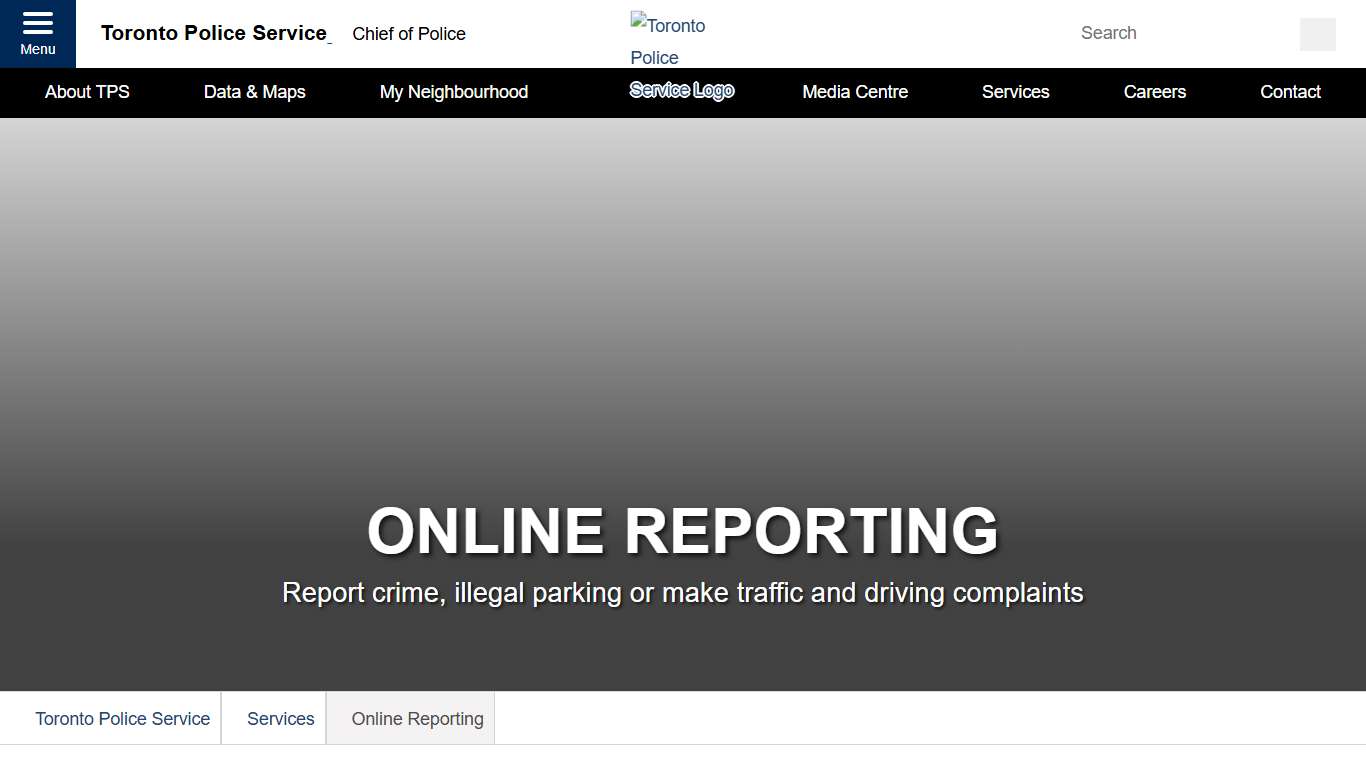 Online Reporting- Toronto Police Service
